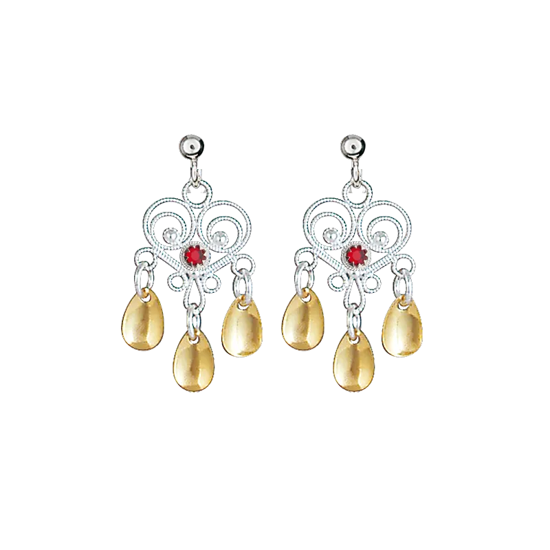 Heart with Red Stone Earrings