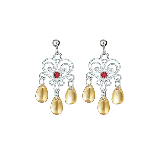 Sylvsmidja Earring Heart with Red Stone Solje 744511