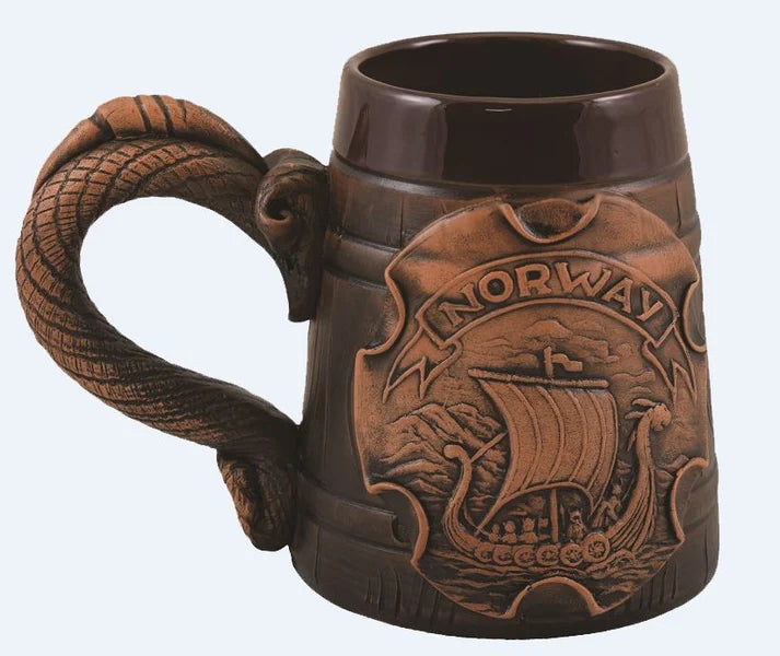Large Viking Ship Brown Ceramic Mug