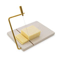 Wire Cheese Slicer, White-Washed Wood