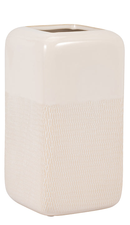 Vase Grooved Ivory Square