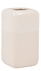 Vase Grooved Ivory Square