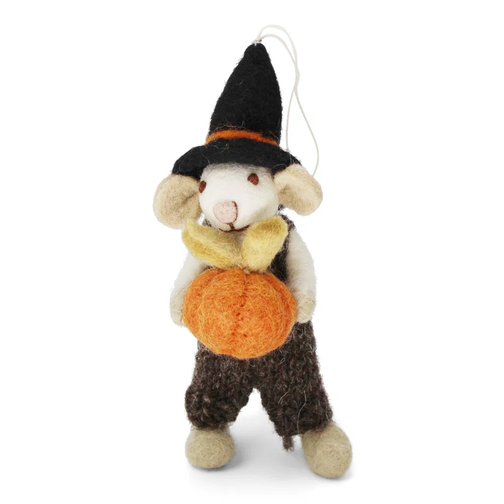Gry & Sif Small Boy Mouse w/Pumpkin and Brown Pants
