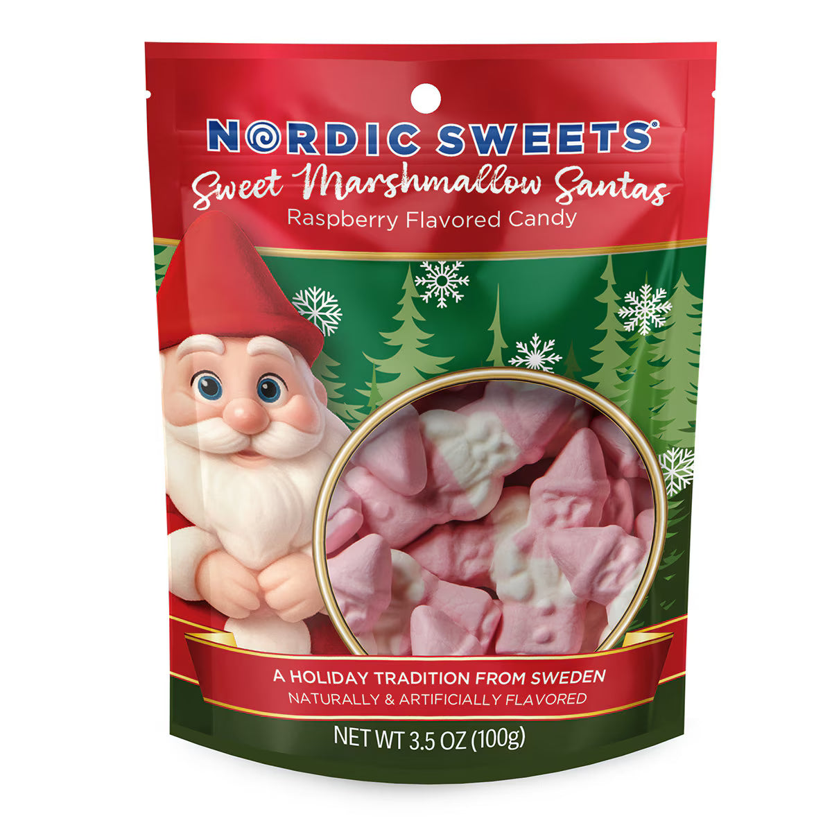 Nordic Sweets Sweet Raspberry Flavored Marshmallow Santas