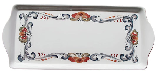 Almond Cake Serving Tray Rosemaling White