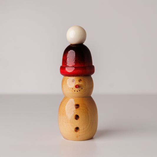 Wood Snowman Stocking Cap