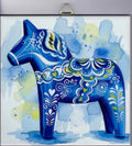 Blue Dala Watercolor Ceramic 6" Tile