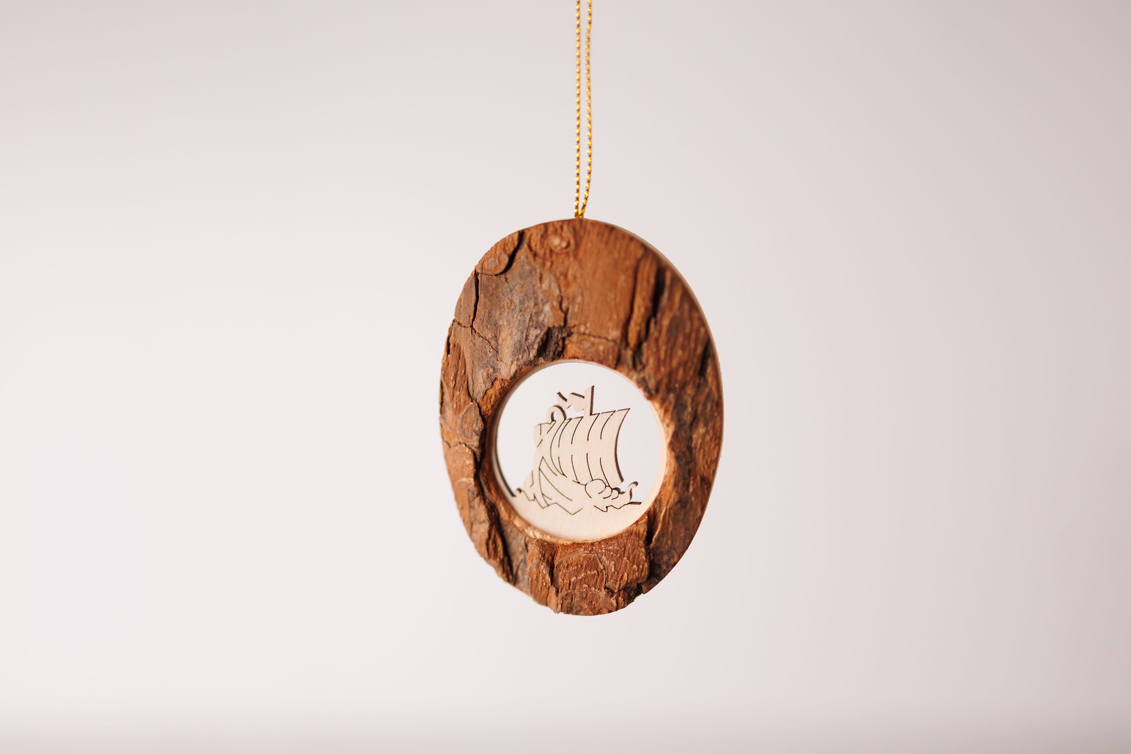 Bark Viking Ship Ornament