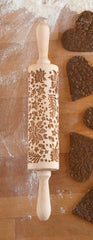 Engraved Poinsettia Rolling Pin