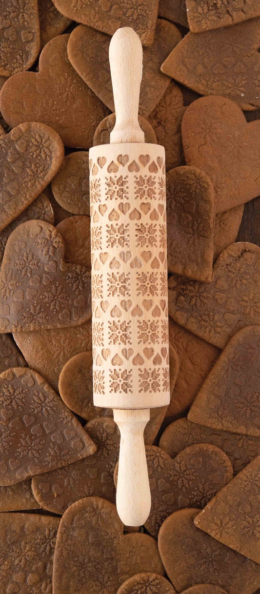 Engraved Heart Star Rolling Pin