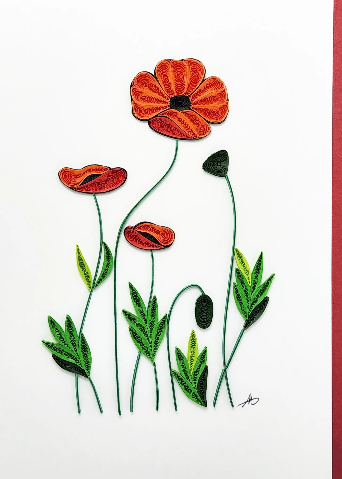 Poppy Flower Quilled Card