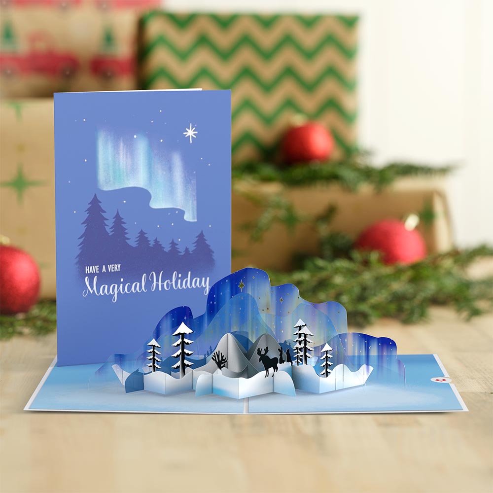 Card Winter Borealis Holiday Pop-Up Card Lovepop