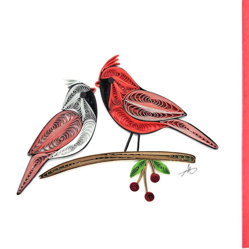 Cardinal Couple Quilled Card