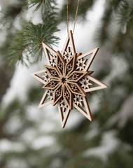 Wooden Snowflake Star/Stars Lasercut Ornament