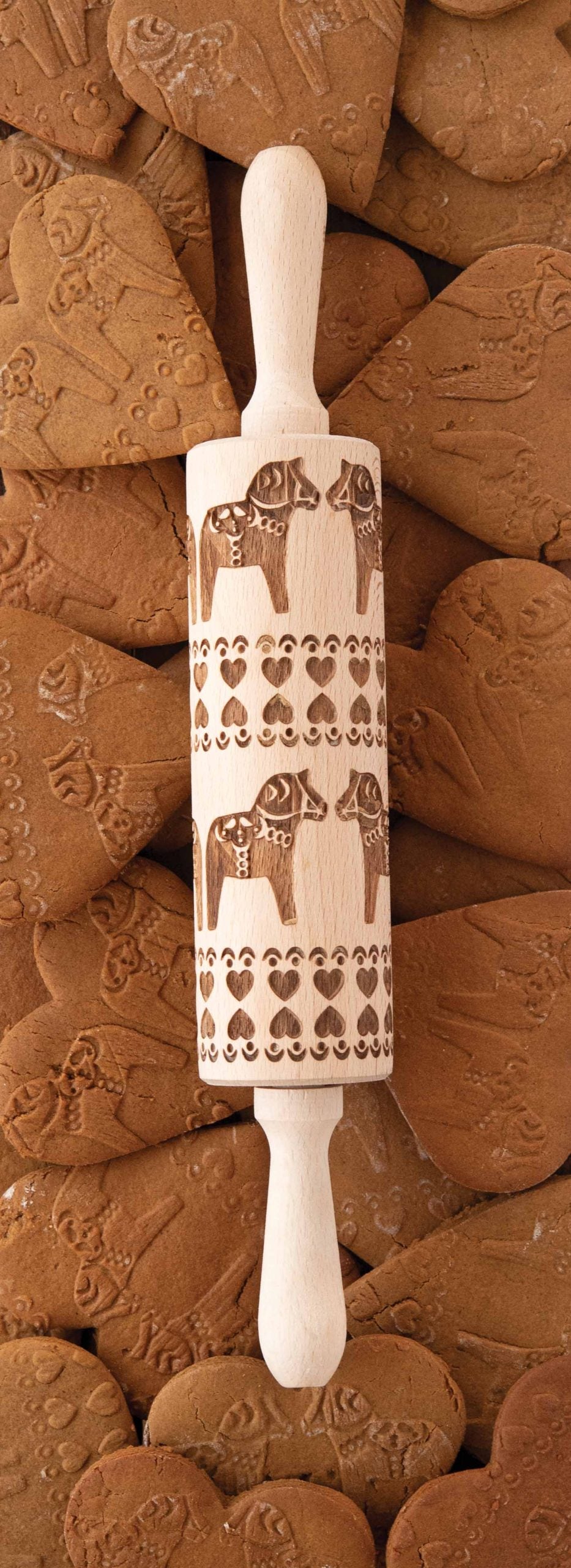 Engraved Rolling Pin Dala Horse Pattern