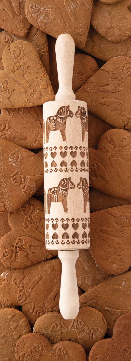 Engraved Rolling Pin Dala Horse Pattern
