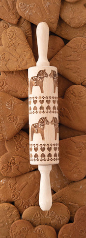 Engraved Rolling Pin Dala Horse Pattern