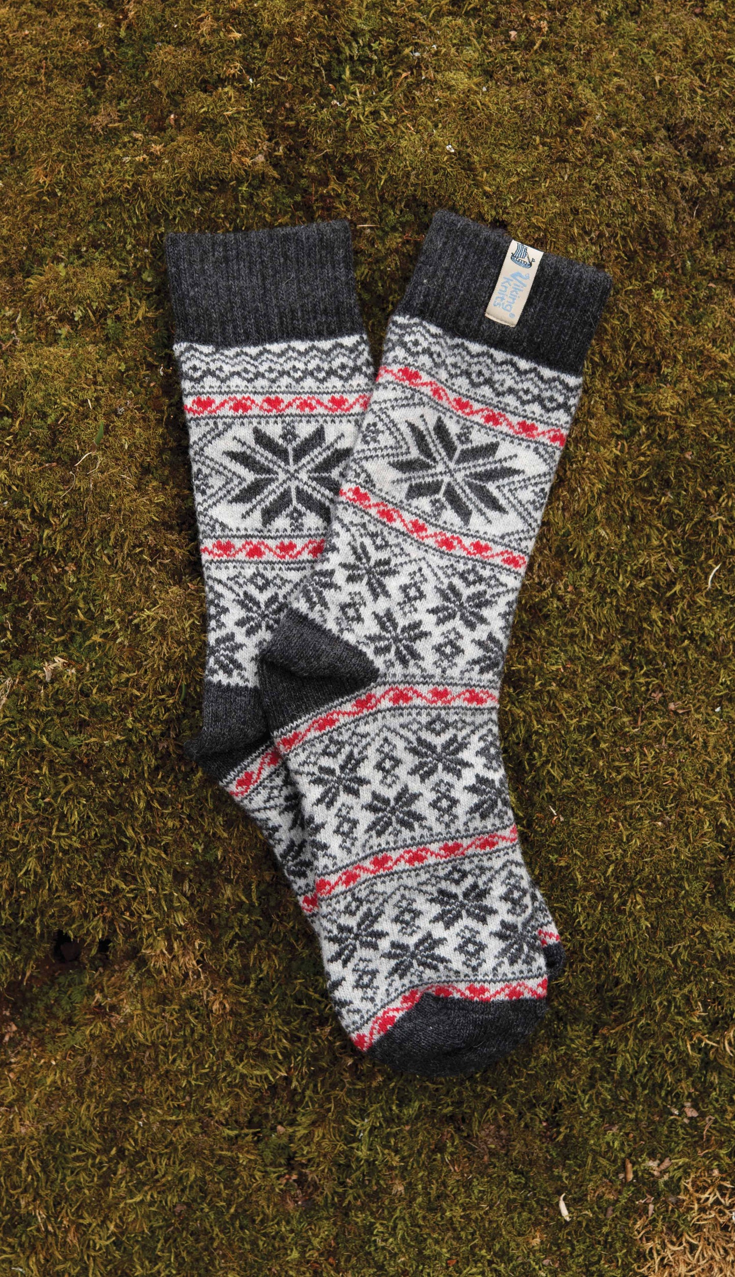 Sock Viking Knit Wool - Bergen Snowflake Charcoal