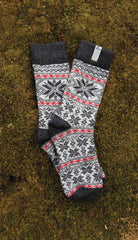 Sock Viking Knit Wool - Bergen Snowflake Charcoal