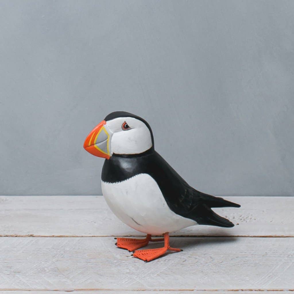 Puffin Carved Wooden Sculpture 5"H
