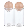 Glass Salt and Pepper Shakers with Wooden Top