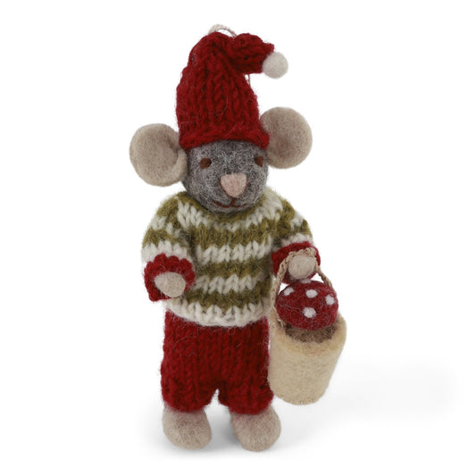 Gry & Sif Grey Mouse with Mushroom Small
