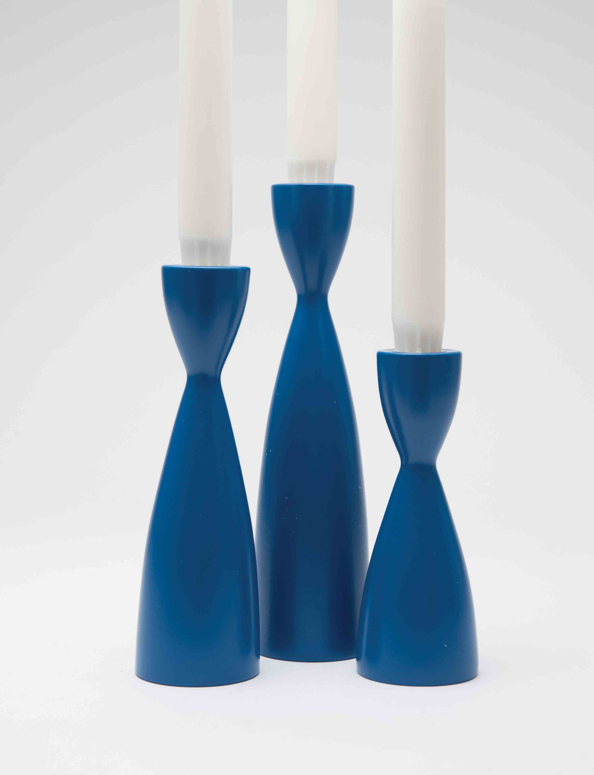 Candlestick Birch Wood Medium Blue