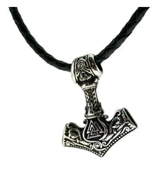 Viking Necklace Thors Hammer Flaaronning Leather Chain