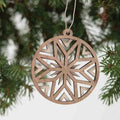 Latticed Wood Snowy Ornament