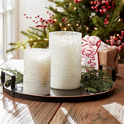 Glass Candle Holder Winter Trees