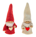 Red & White Fabric Santas with Heart Set