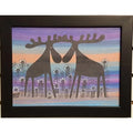 Moose Couple, Alfred & Anna in A Flower Bed Framed Print