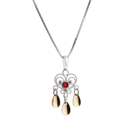 Sylvsmidja Necklace Heart with Red Stones Solje