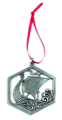 Viking Ship Hexagon Pewter Ornament Norway