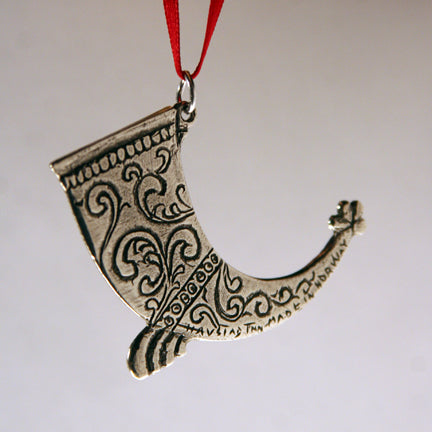 Drinking Horn Pewter Ornament Norway