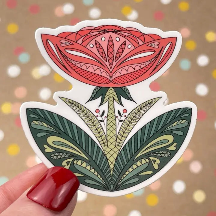 Sticker Scandi Folk Art Peony