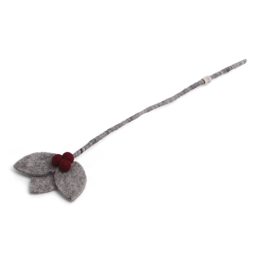 Gry & Sif Flower Branch Gray with Red Berries