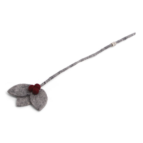 Gry & Sif Flower Branch Gray with Red Berries