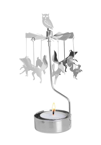 Rotary Candle Forest Animals Silver
