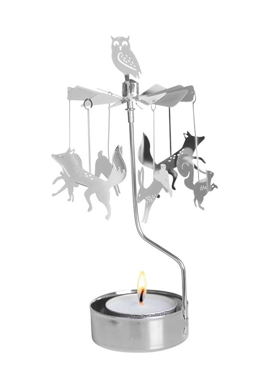 Rotary Candle Forest Animals Silver