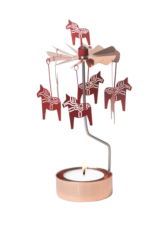 Rotary Candle Dala Horse Red