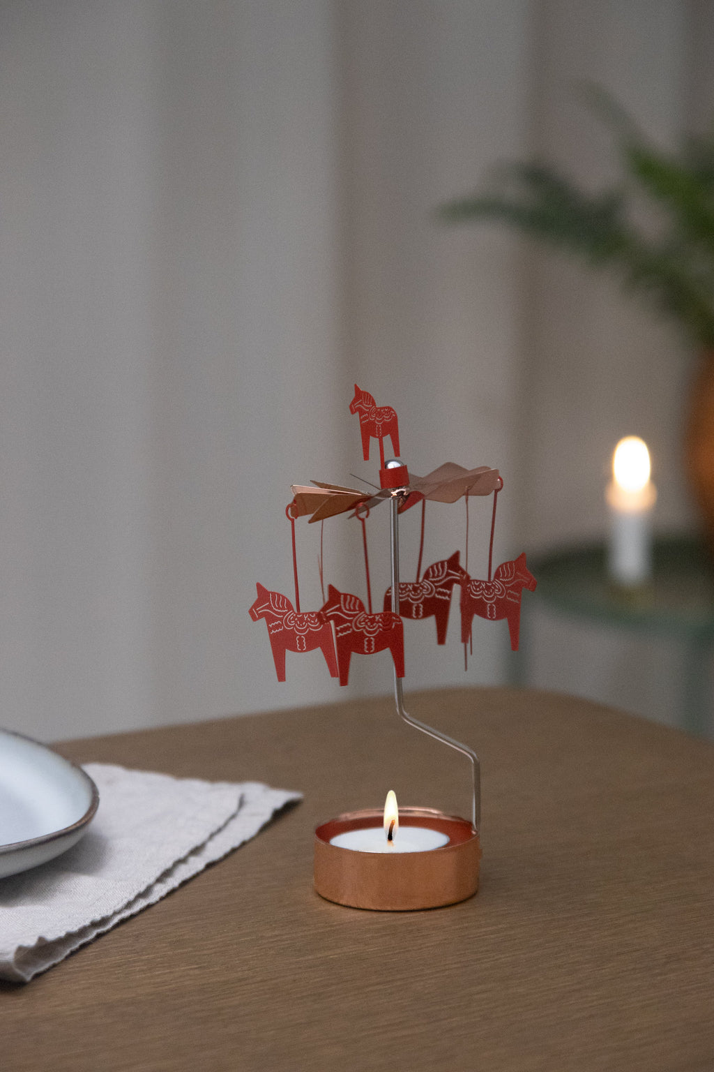 Rotary Candle Dala Horse Red