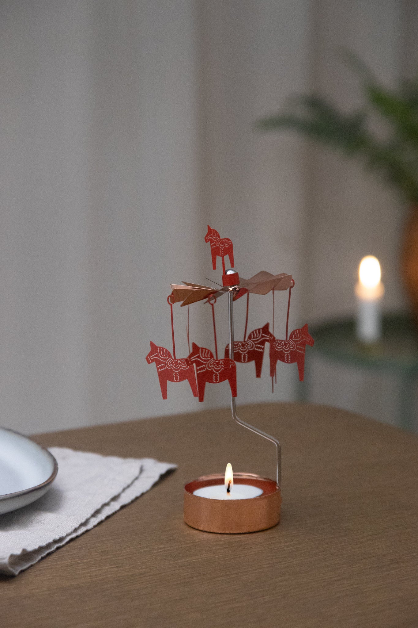 Rotary Candle Dala Horse Red
