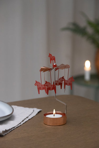 Rotary Candle Dala Horse Red