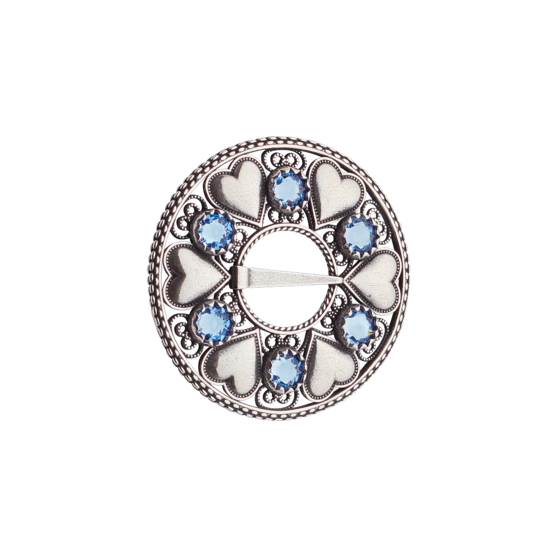 Sylvsmidja Solje Brooch Hearts & Light Blue Crystals