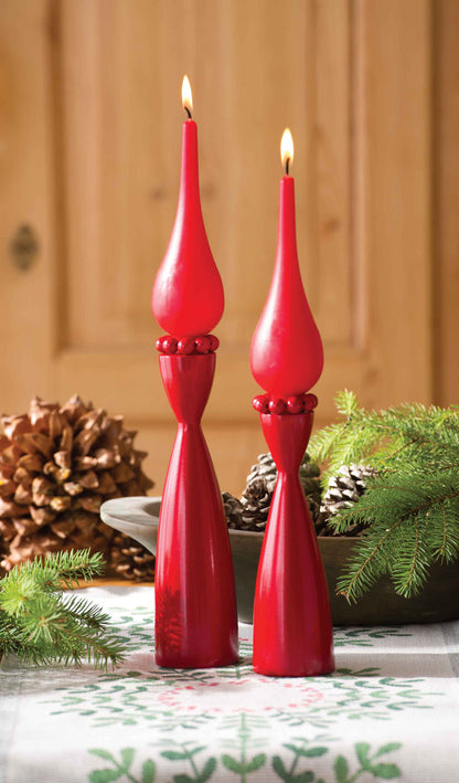 Candlestick Birch Wood Red