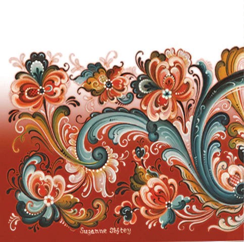 Napkin Rosemaling Rosepaint Red