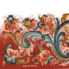 Napkin Rosemaling Rosepaint Red