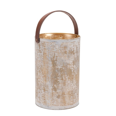 White Lantern Metal with Handle 92327