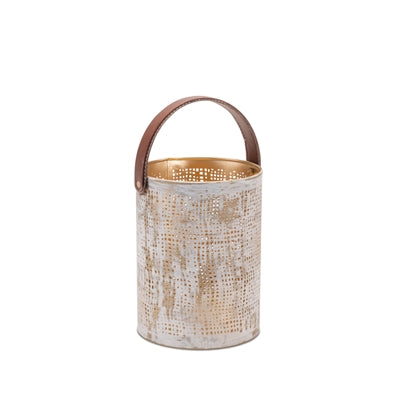White Lantern Metal with Handle 92327